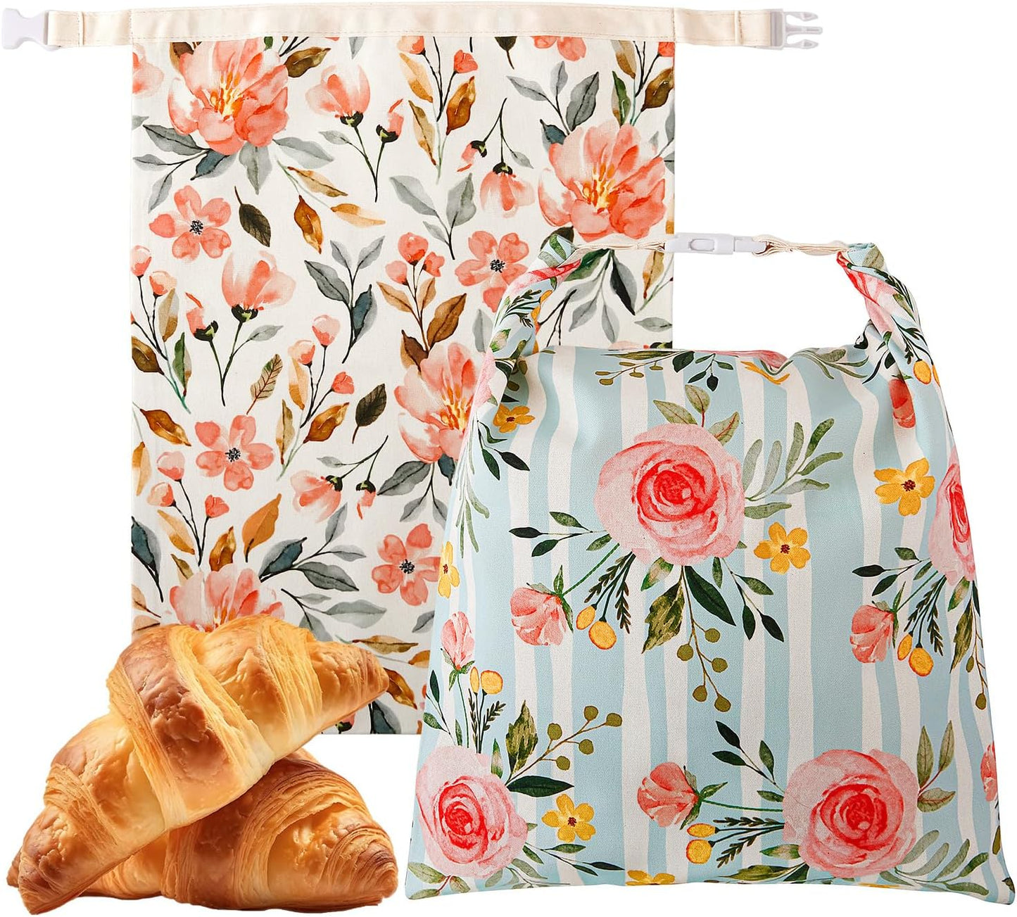 Wildwood Bloom Beeswax Bread Bags - 2 Pack Reusable Organic Cotton Sourdough Bags
