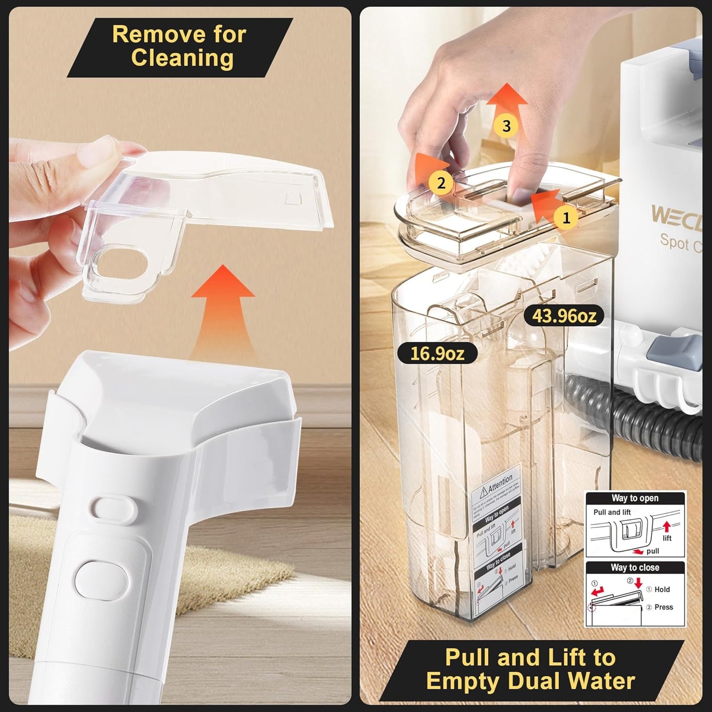 WECLEAN C1 Portable Upholstery Cleaner - Powerful 400W Motor for Deep Couch & Carpet Cleaning