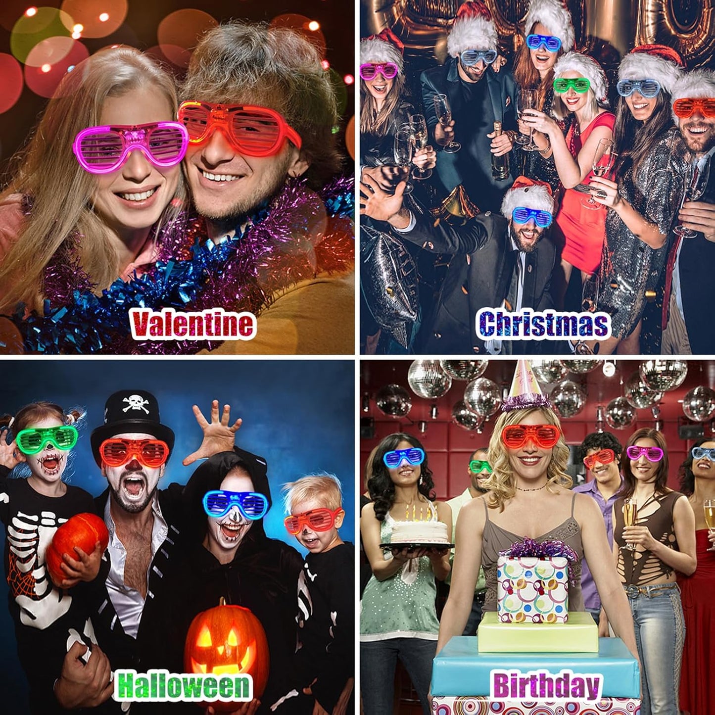 Skiennix LED Glasses - 5 Neon Colors | Glow in the Dark Party Supplies for Kids & Adults