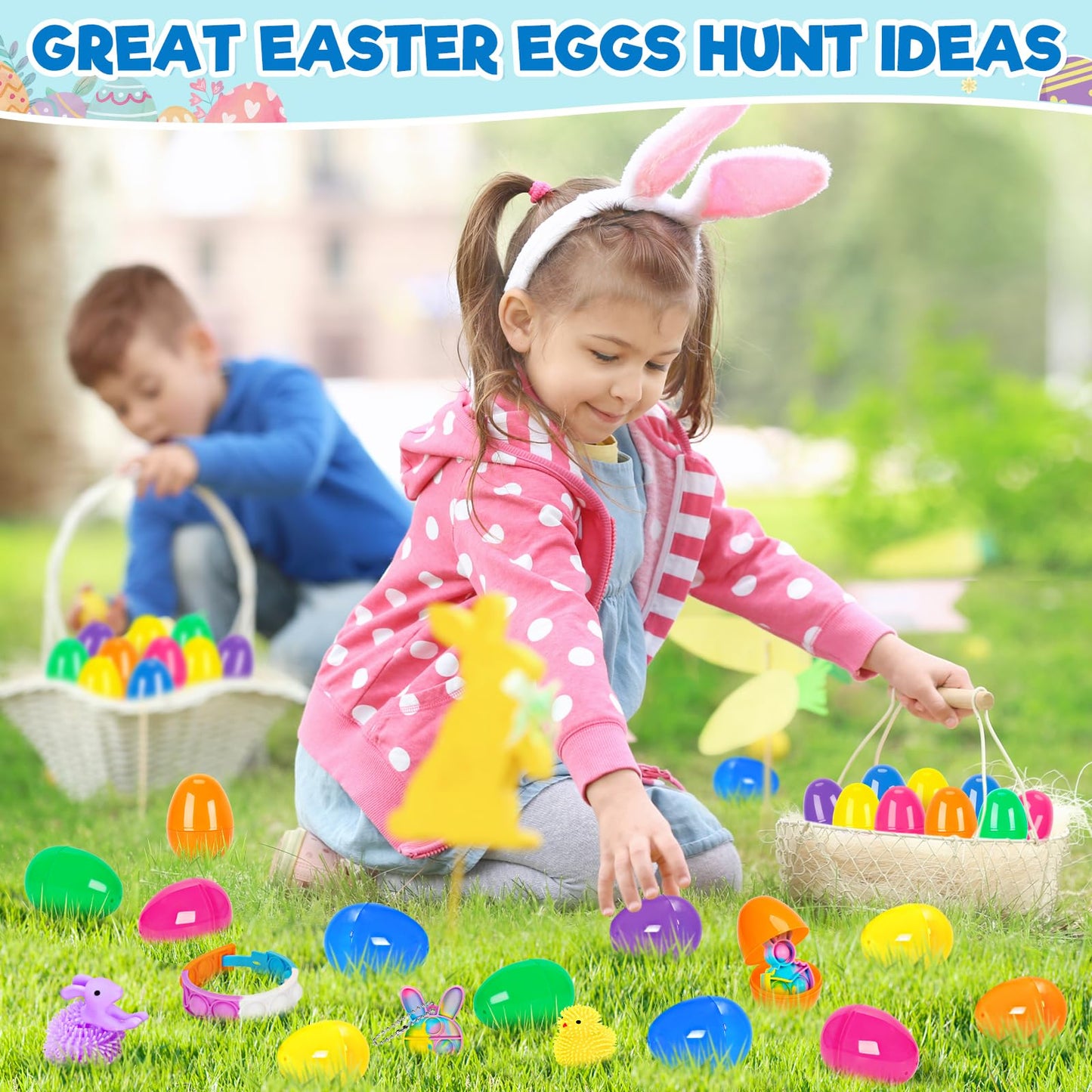 Jyusmile 36 Pack Prefilled Easter Eggs with Toys, Plastic Easter Eggs with Assorted Toys Inside, Surprise Eggs for Easter Hunt, Easter Basket Stuffers, Party Favors Bulk for Kids Boys Girls