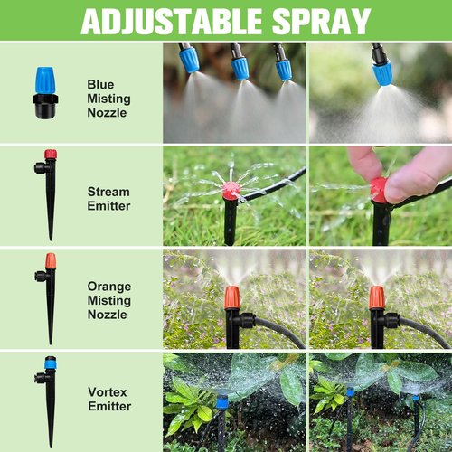 Drip Irrigation System - 230FT Garden Watering Kit with 40 Nozzles & Adjustable Sprinklers | 1/2" & 1/4" Tubing