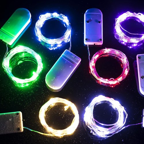 Brightown LED Fairy Lights - 12 Pack Battery Operated, Waterproof Silver Wire - 7 Feet, Blue & White for Weddings, Parties, and Decor
