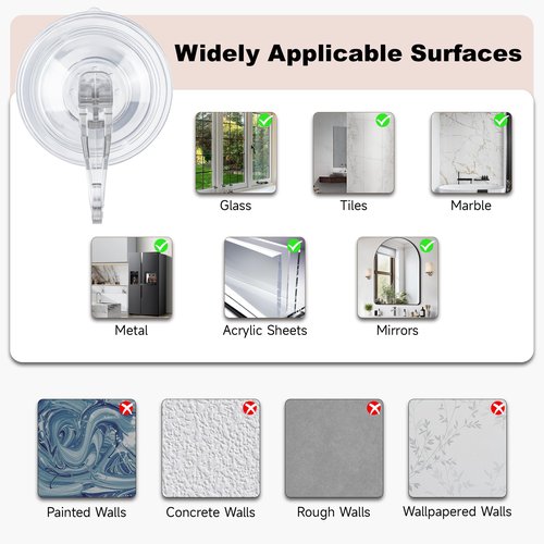 ANDGOO Large Suction Cup Hooks for Shower, Removable Shower Hooks, Heavy Duty Towel Hook for Bathrooms Robe Looafh, Strong Suction Double Hooks for Glass Window Door Mirror Tile (Clear, 4 Pack)