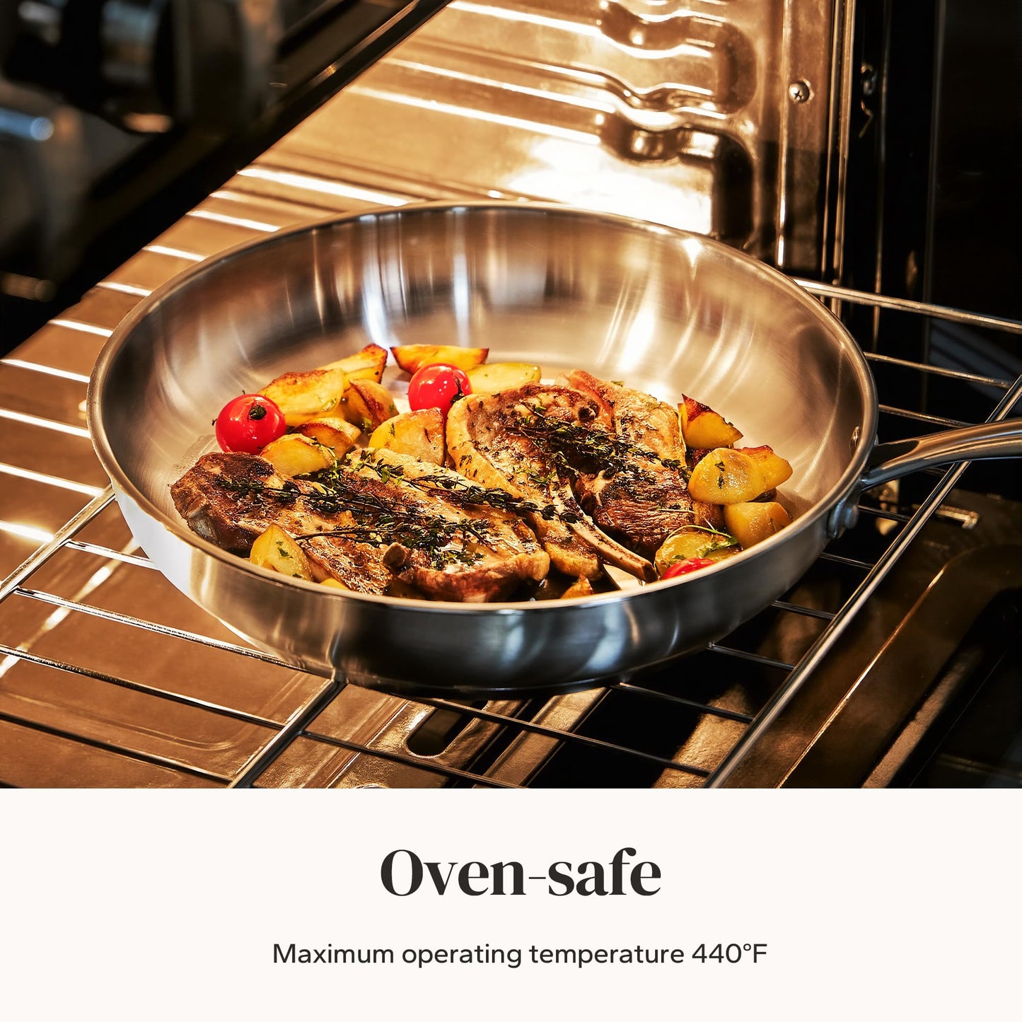 Redchef Stainless Steel Frying Pan Set, Induction Kitchen Cookware Set, Non-Toxic Uncoated Skillets for Searing & Cooking, Oven Safe Stainless Steel Cookware Set, 3-Piece (8", 9.5", 11")