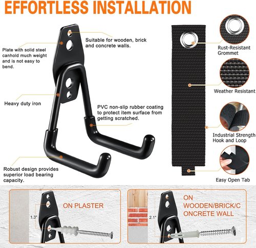 HUPBIPY Heavy Duty Garage Hooks - 26 Pack Wall Mount Storage Organizer for Tools, Ladders & Bikes