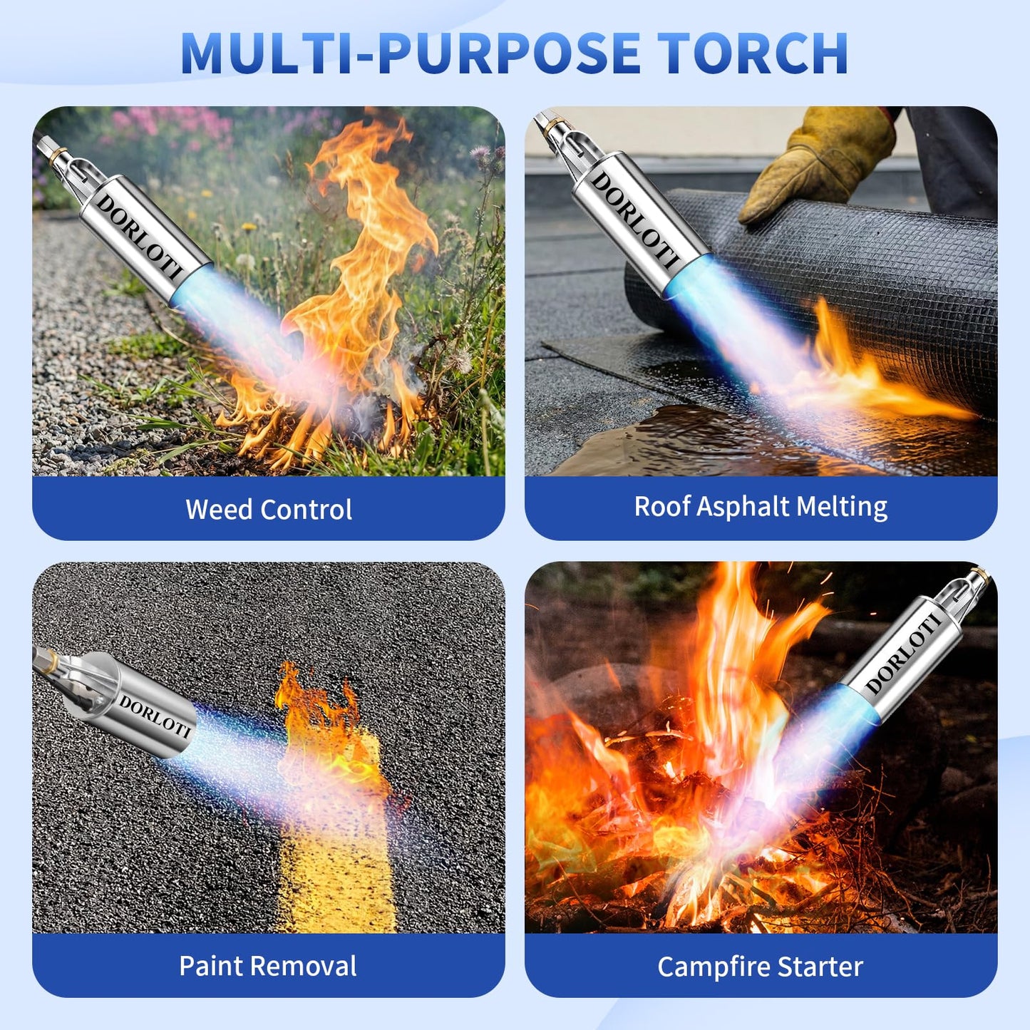 Propane Torch Weed Burner Propane Burner Weed Torch Heavy Duty Blow Torch 31"Flamethrower with Self Igniter and Turbo Trigger for Weeding Roofing Road Ice Melting BBQ(Fuel Cylinder Not Included)