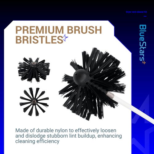 BlueStars Dryer Vent Cleaner Kit - 30 Feet Extendable with Brush & 22 Detachable Rods | Compatible with Most Vacuums