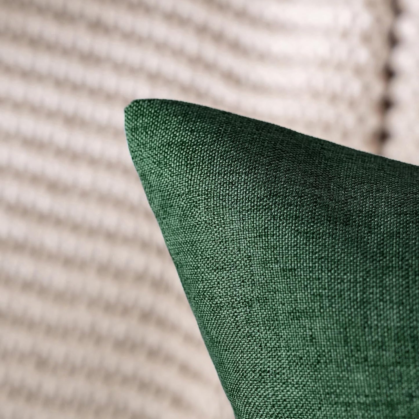MIULEE Decorative Outdoor Throw Pillow Covers - Waterproof Faux Linen Cushion Cases | 16x16 Inch Emerald Green (Pack of 2)