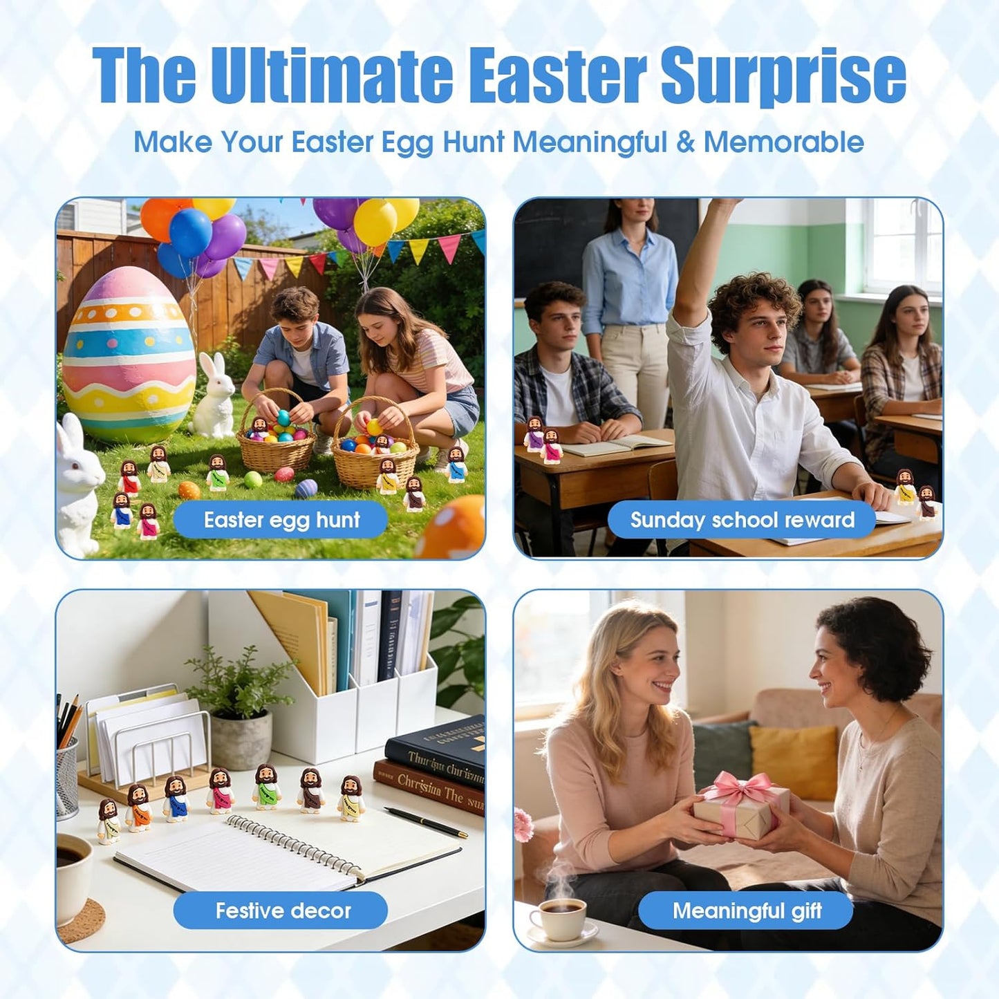 Little Jesus Figures by [Brand Name] - 80pcs Mini Jesus Figurines for Easter Eggs & Baptism Party Favors