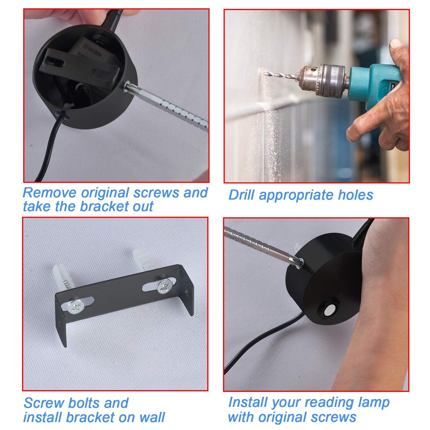 Adust Bedside Reading Light for Bed, Bed Wall Mounted Reading Light, 3W LED Touch Dimmable Brightness Minimalist Wall Headboard Reading Lamp, 3 Colour Temperature, 3000k, 4000k, 6000k