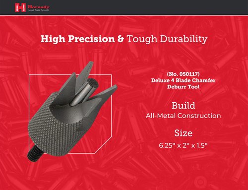 Hornady 4 Blade Outside Diameter Deburring Tool 050173 - Case Prep Reloading Tool Removes Burrs from the Case Mouths for Accurate Bullet Seating -Chamfer Tool Bit for Use with Case Prep Tools