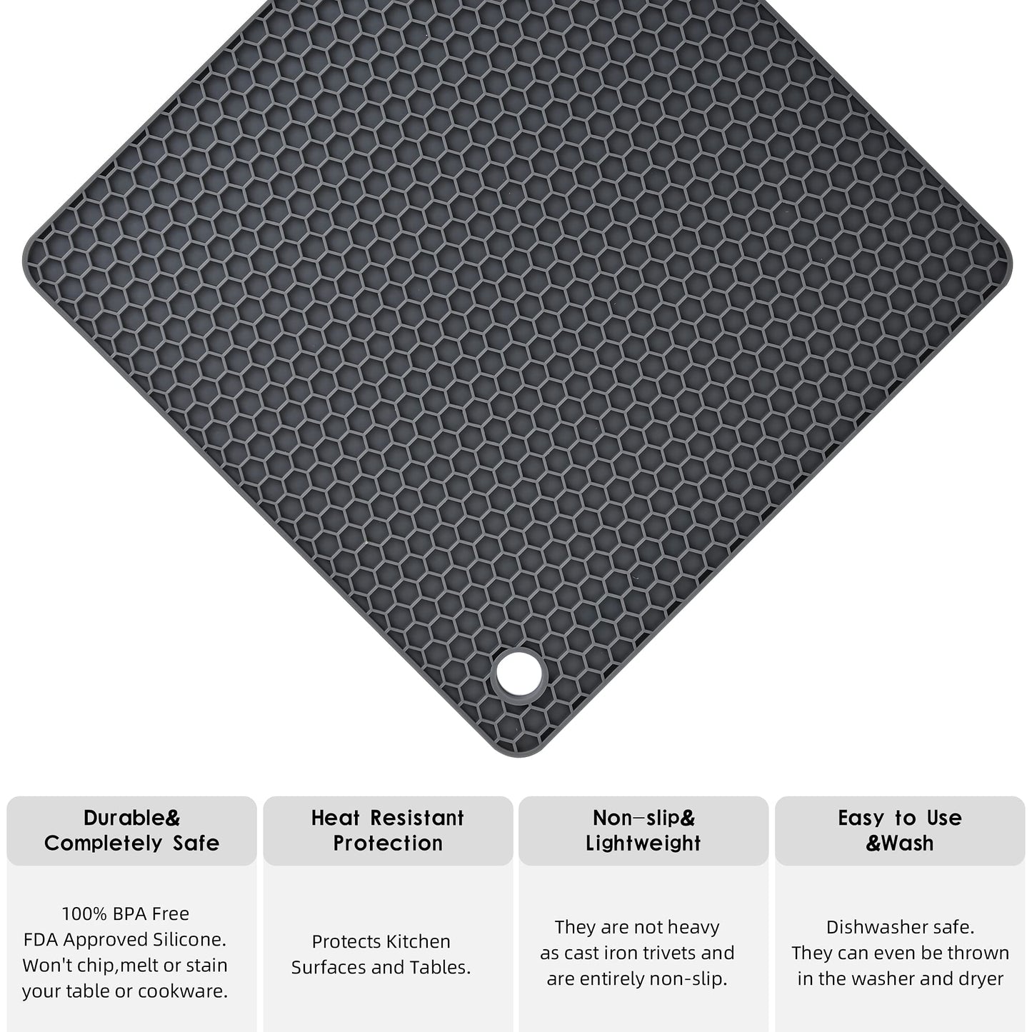 Nstezrne Trivets for Hot Dishes, Trivet Hot Pads for Kitchen, Trivets for Pots and Pans, Silicone Pot Holder, Multi-Use Silicone Trivet Mat Heat Resistant Mats for Countertop Set 4 Black