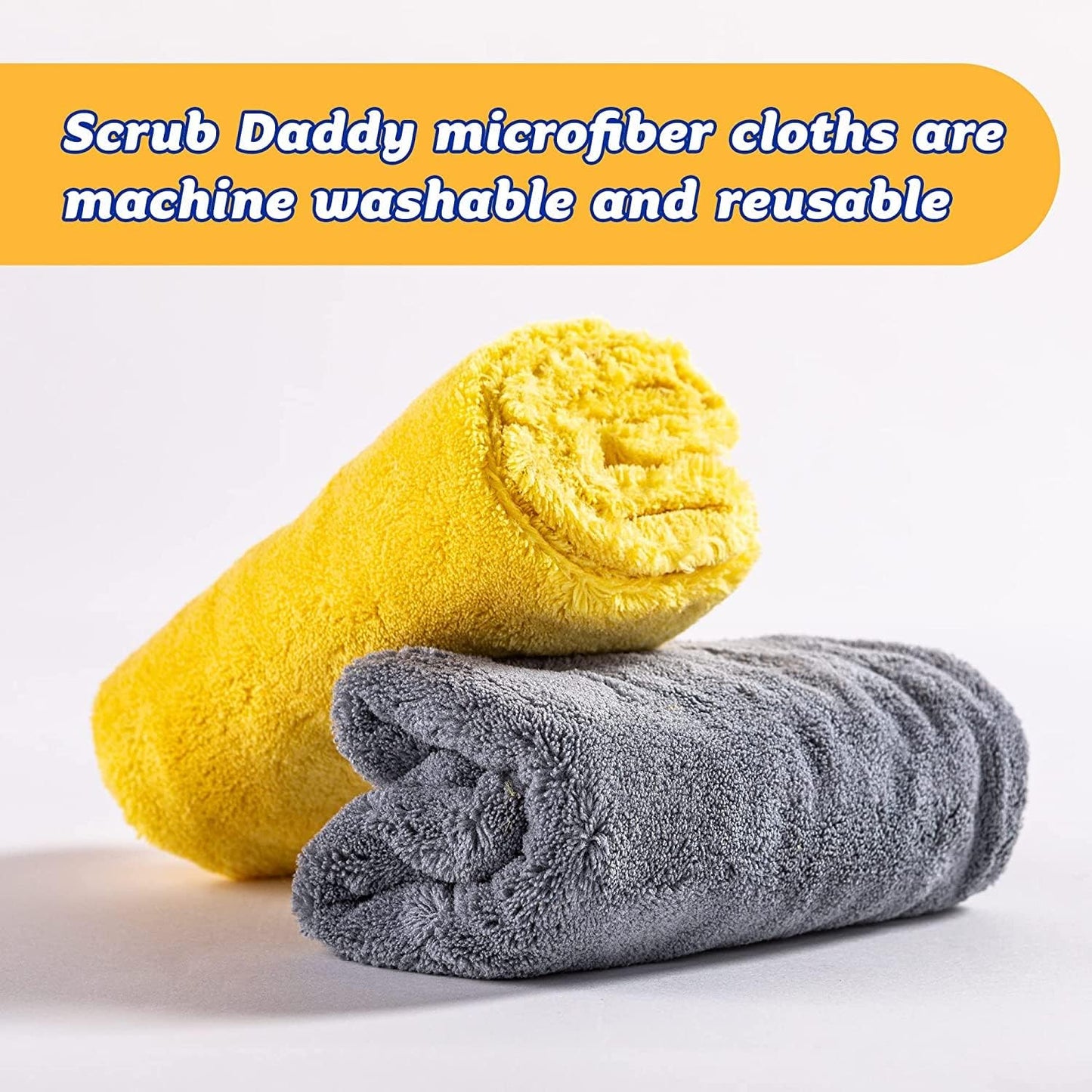 Scrub Daddy Microfiber Cloths - Ultra Plush All-Purpose Cleaning Towels - Grey & Yellow (2 Pack)