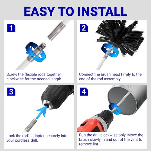 BlueStars Dryer Vent Cleaner Kit - 30 Feet Extendable with Brush & 22 Detachable Rods | Compatible with Most Vacuums