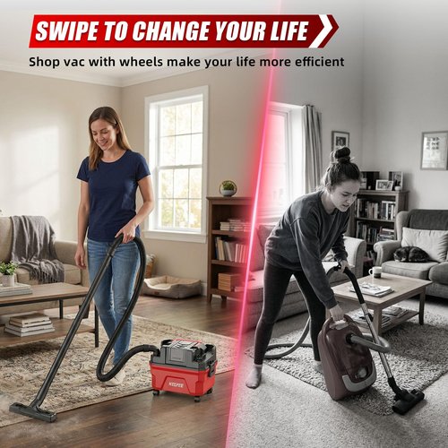 Cordless Shop Vac - 4 Gallon Small Shop Vac Wet and Dry with Accessories, 2 x 4.0Ah Batteries Wet Dry Vacuum, Ideal for Garage, Car, Workshop (Red)