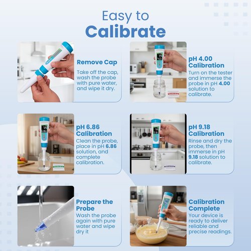 Digital pH Meter for Food - Professional pH Tester with Spear Probe for Sourdough, Fermentation, Hot Sauce, Canning, Cheese, Salami, Kimchi, Kombucha - Water-Resistant Kit with pH Calibration Powders