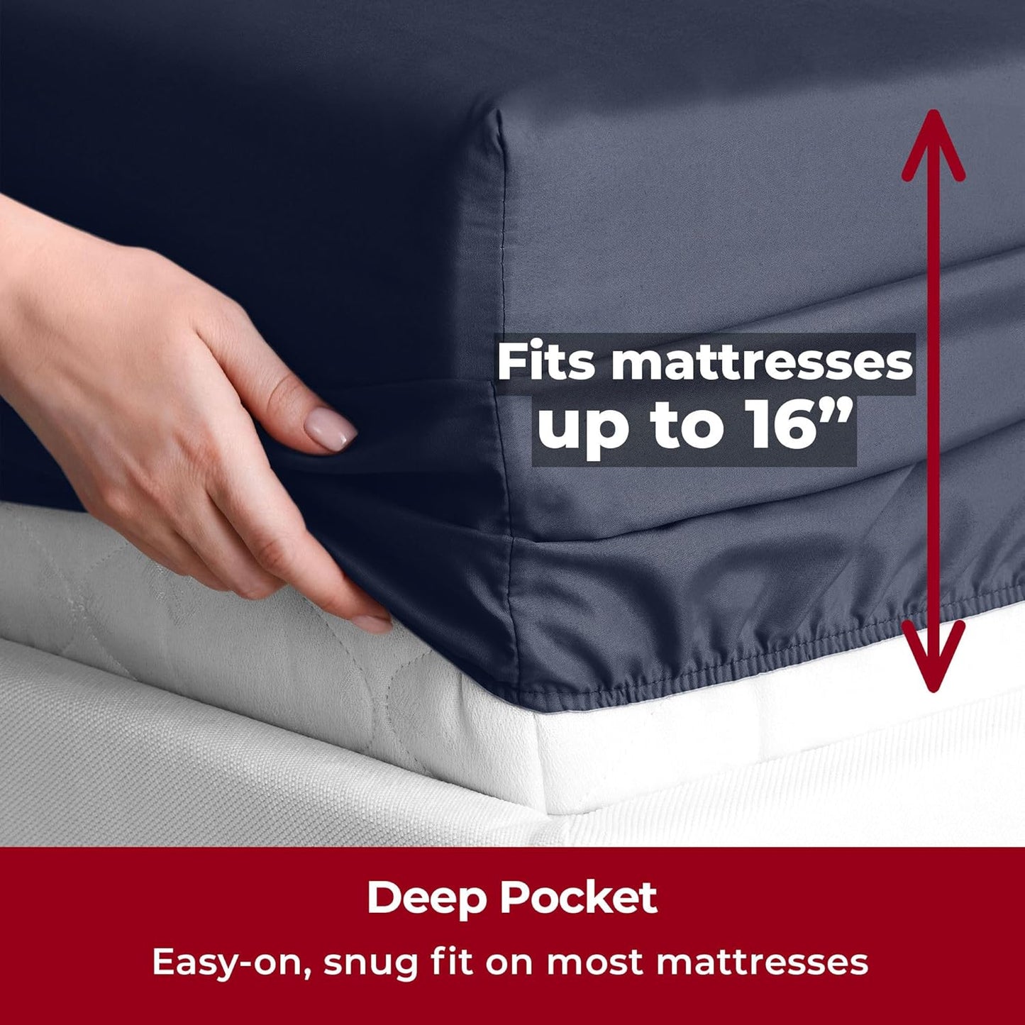 Mellanni Twin XL Sheets Set - 3 PC Hotel Luxury Bedding | Extra Soft, Cooling, Wrinkle-Resistant (Navy Blue)