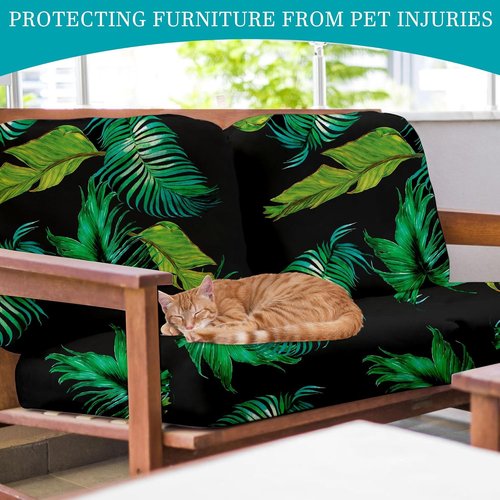 BIETYONE 12-Piece Stretch Patio Cushion Covers - Washable Outdoor Sofa Slipcovers for Furniture Protection