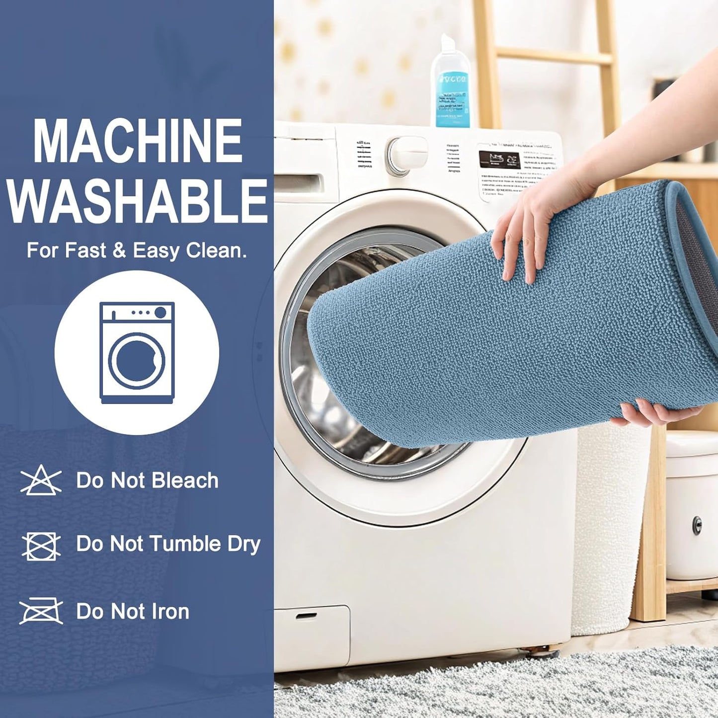 OLANLY Thick Memory Foam Bath Mat Rug - Extra Soft & Absorbent | Non-Slip, Quick Dry, 30x20, Airy Blue