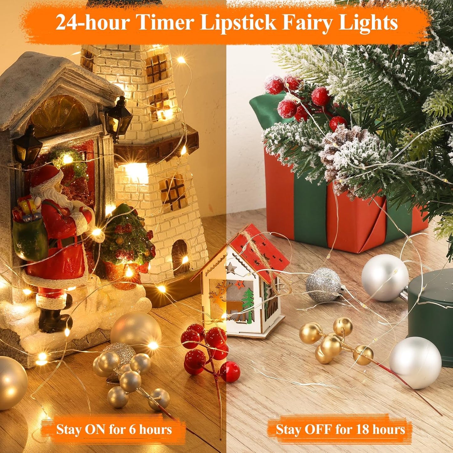 Lakumu LED Fairy Lights - Rechargeable Twinkle String Lights with Timer | 5M/16FT Warm White for Bedroom & Decor