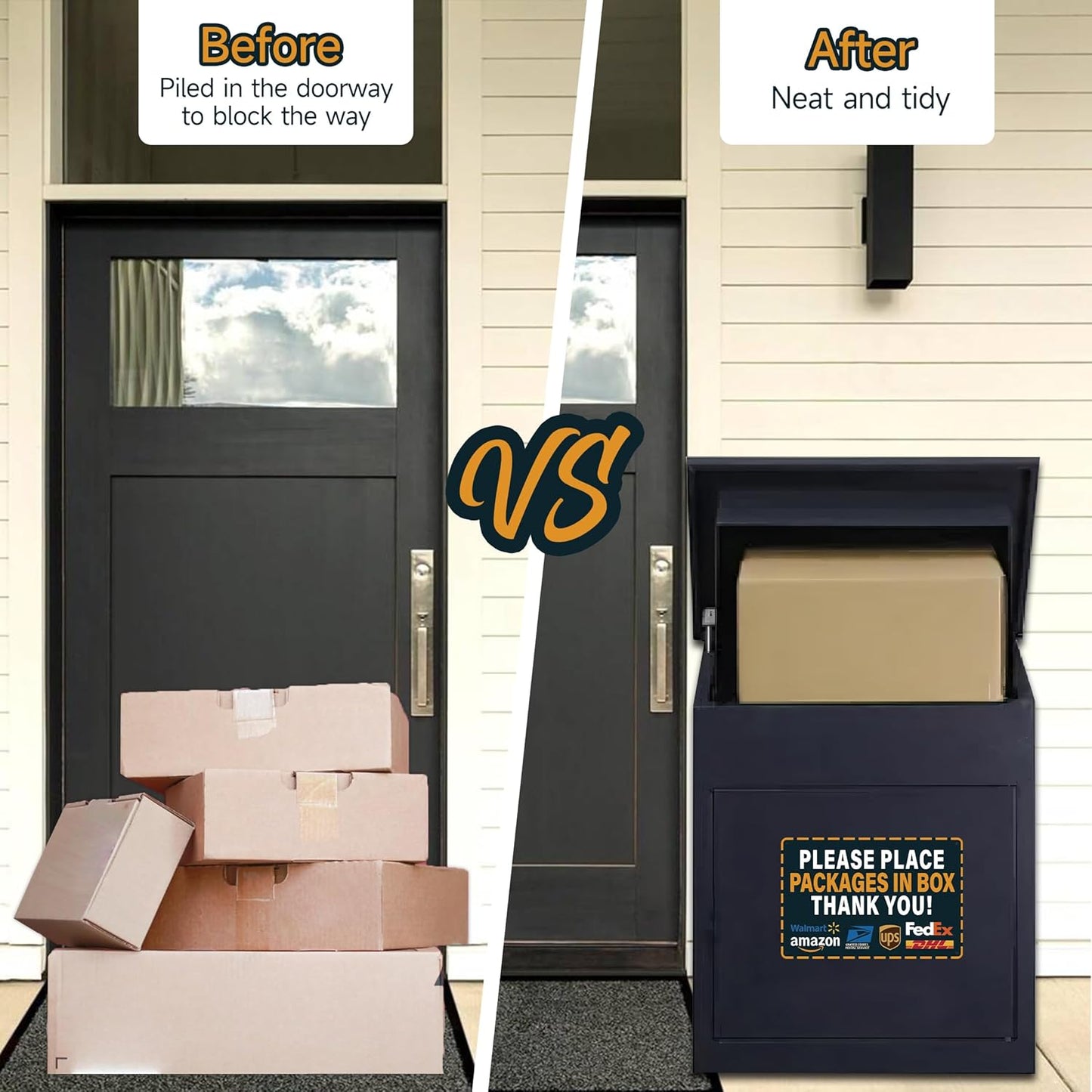 Please Leave Packages Here Sign - Self-Adhesive Waterproof Delivery Sticker for Home & Office