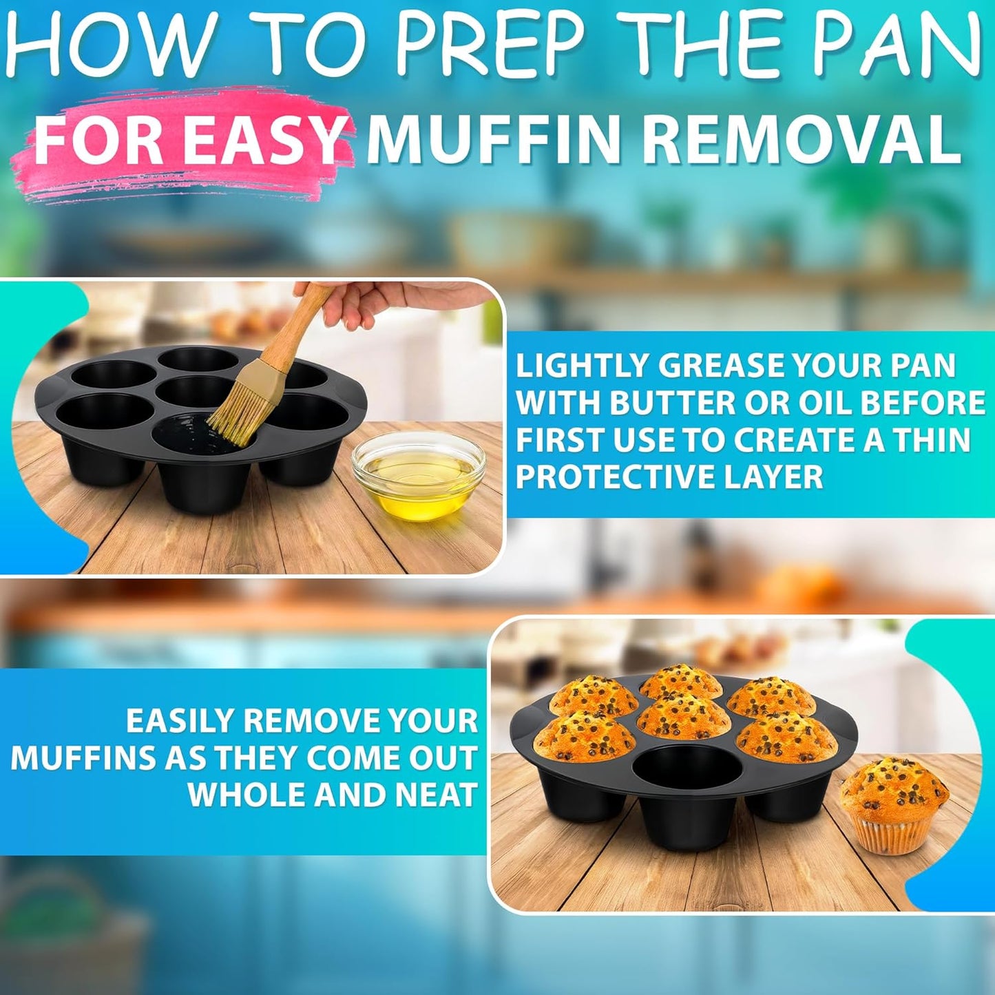 Air Fryer Muffin Pan by [Brand Name] - 7-Cup Silicone Mold for Egg Bites | Heat Resistant & Nonstick