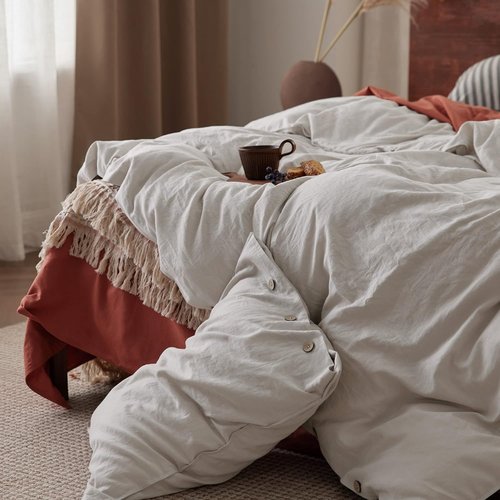 Bedsure Cooling Queen Sheet Set - Soft Linen Cotton Duvet Cover for Ultimate Comfort