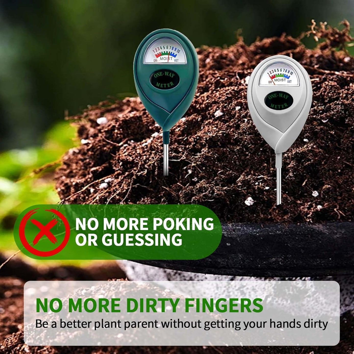 Skiennix Plant Moisture Meter - Accurate Soil Moisture Sensor for Gardening | Green & White