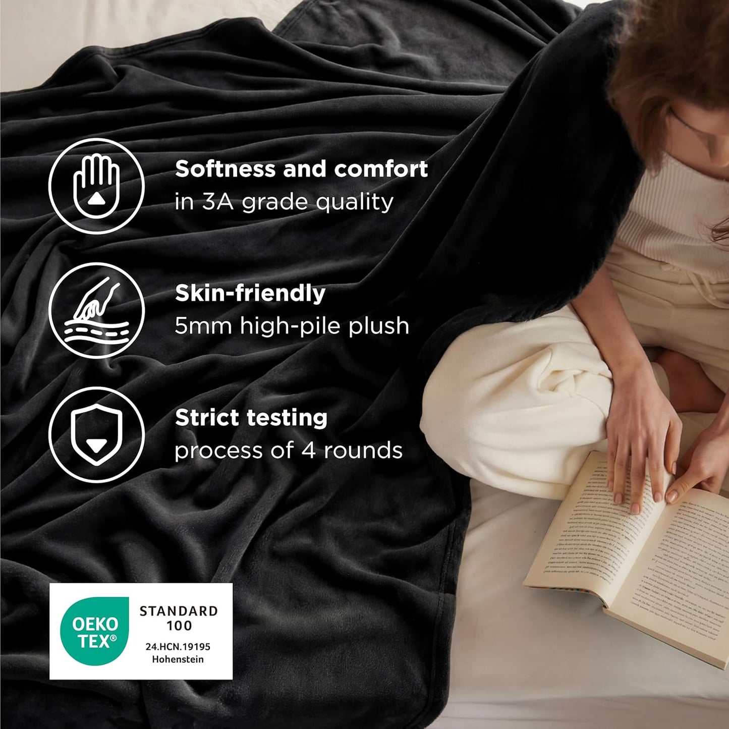 Bedsure GentleSoft Fleece Blanket - Lightweight Plush Cozy Twin Size Black Blanket for Bed & Travel, 60x80 Inches