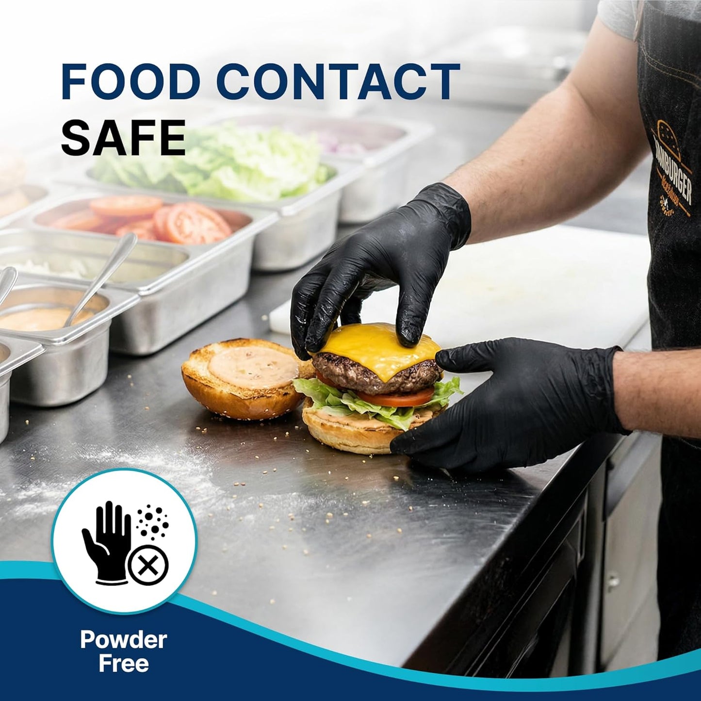 Schneider Nitrile Exam Gloves - 4 Mil Black Disposable, Latex-Free & Powder-Free | Food Safe for Cooking & Prep