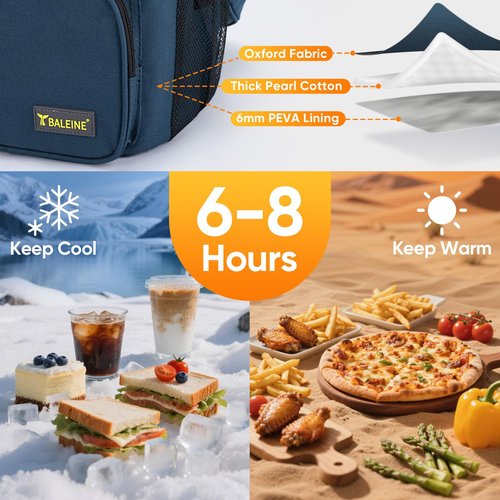 BALEINE Insulated Lunch Bag for Men Women, 15 Can Leakproof Cooler Bag with Adjustable Shoulder Strap for Work Picnic, Lunch Box for Women Men (Medium, Grey)