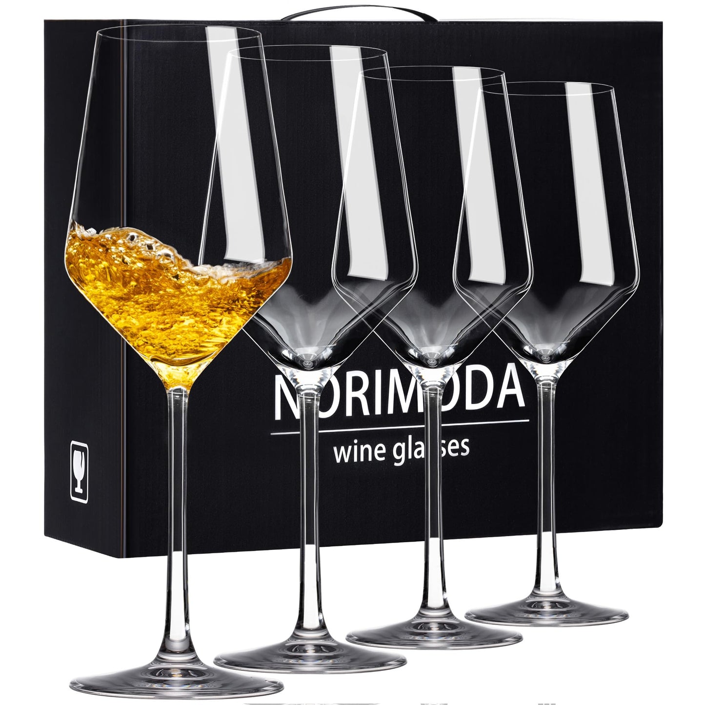 NORIMODA White Wine Glasses Set of 4, 14oz Lead-free Glassware With stem, Gift for Wine Lovers