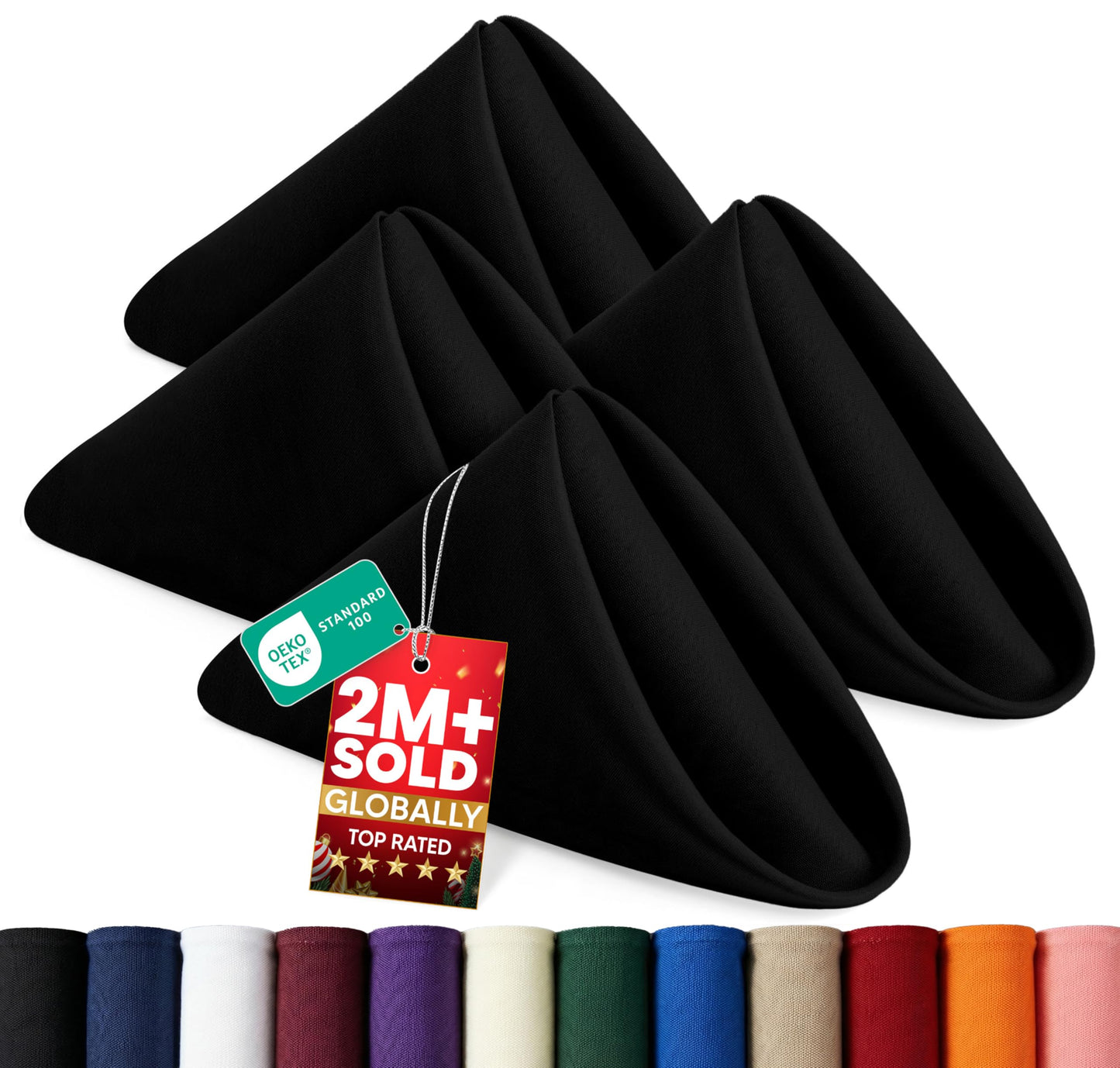 Utopia Home [24 Pack, Black] Cloth Napkins 17x17 Inches, 100% Polyester Dinner Napkins with Hemmed Edges, Washable Napkins Ideal for Parties, Weddings and Dinners