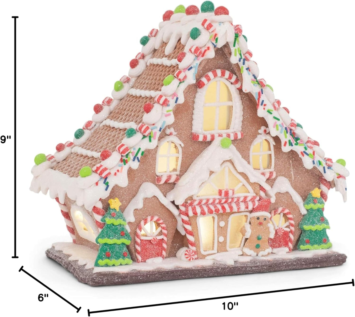 RAZ Imports Gingerbread Lighted Lodge | 11.5" Festive Holiday Decor for Christmas