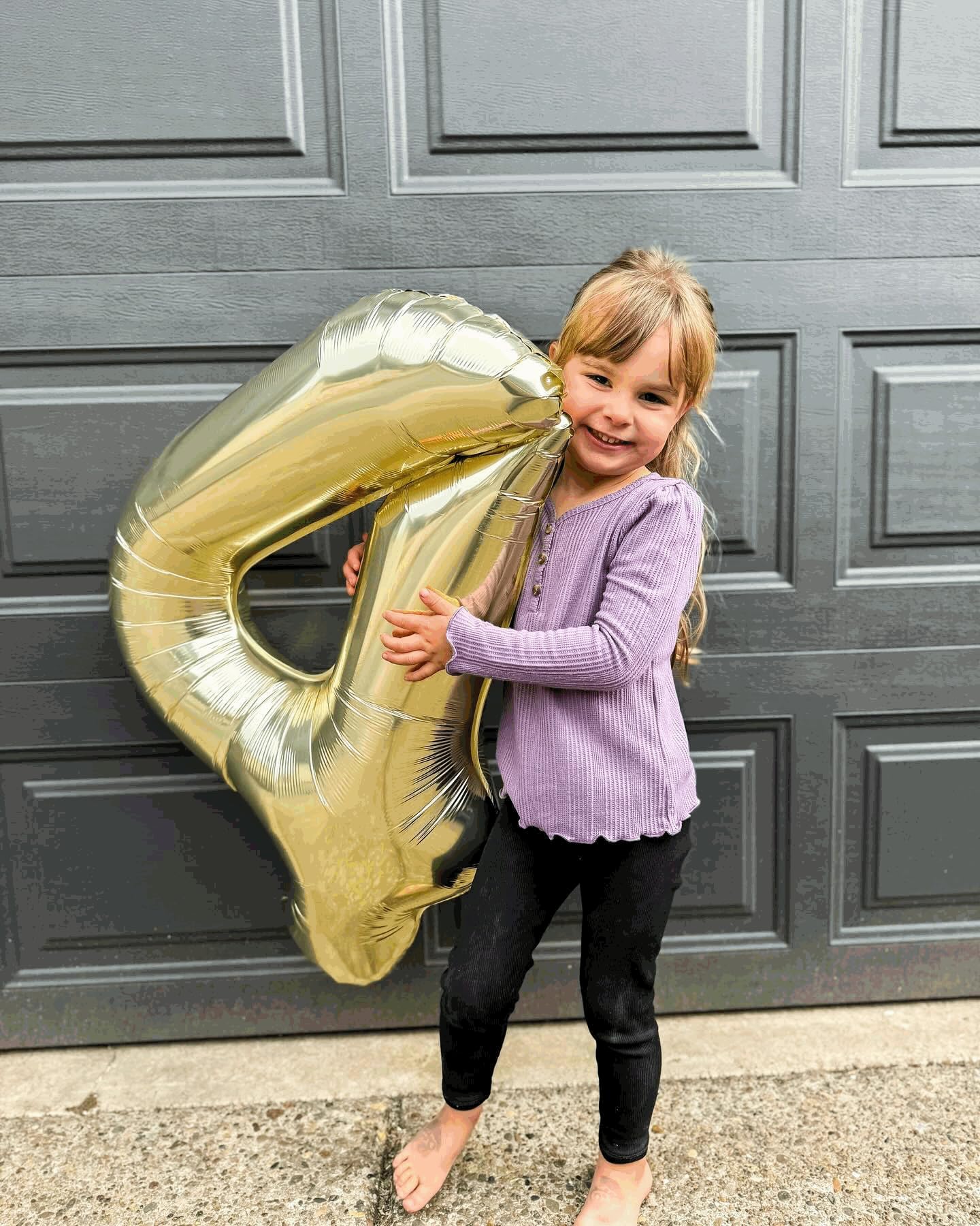 Light Gold Number 4 Balloon 40 Inch, 4th Birthday Party Decorations for Children, Giant 4 Foil Balloon for Party Supplies