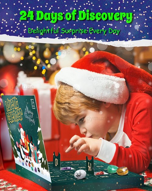 Crystal Advent Calendar 2025 - 24 Unique Crystals & Gemstones for Healing | Perfect for Kids & Adults