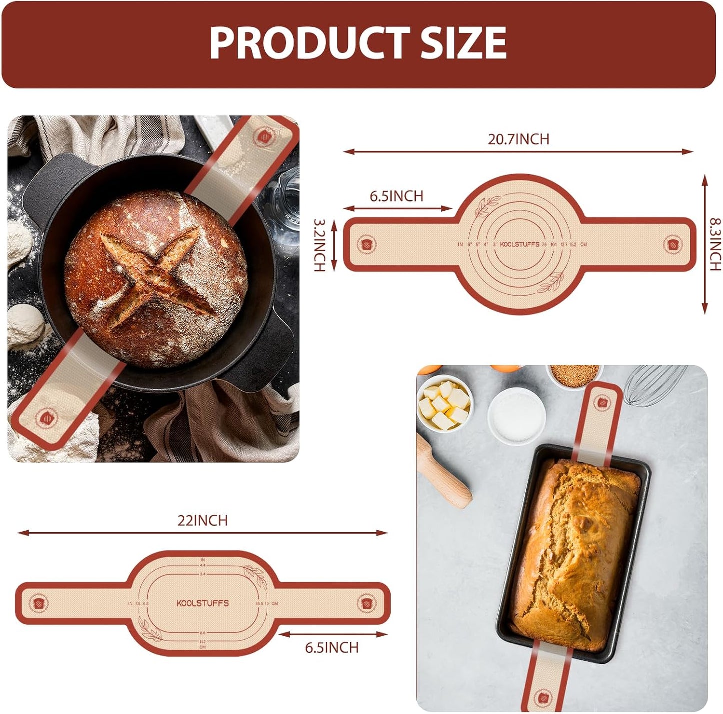 Skiennix Silicone Bread Sling - 2PCS Non-Stick Oval & Round Baking Tools for Dutch Oven