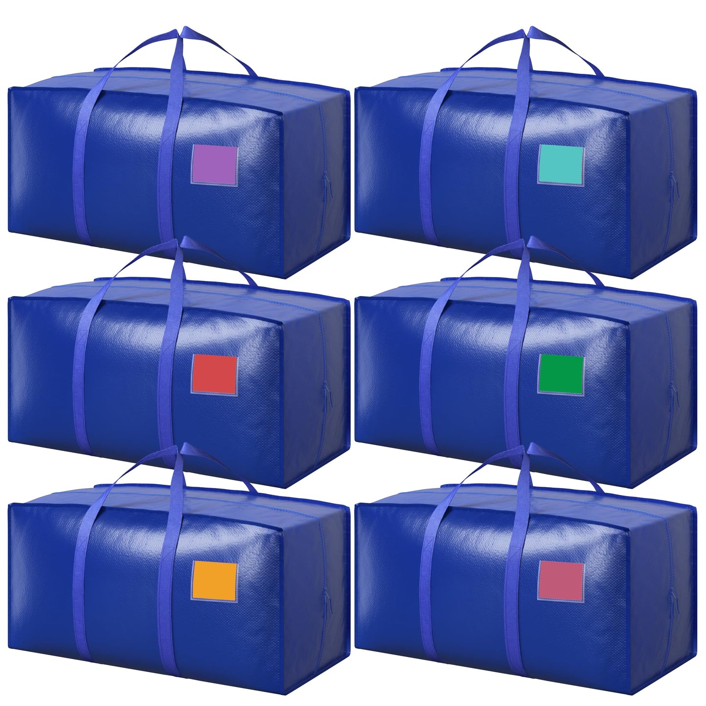 RMOHRO 12 Pack Moving Bags with Full-Open Side Zipper, Extra Large 93L Heavy Duty Waterproof Foldable Storage Totes for College Dorm, Moving & Home Organization Blue