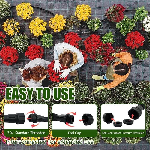 Flat Soaker Hose - Heavy Duty Double Layer Design | 25ft Leak-Proof Drip Irrigation for Garden & Lawn