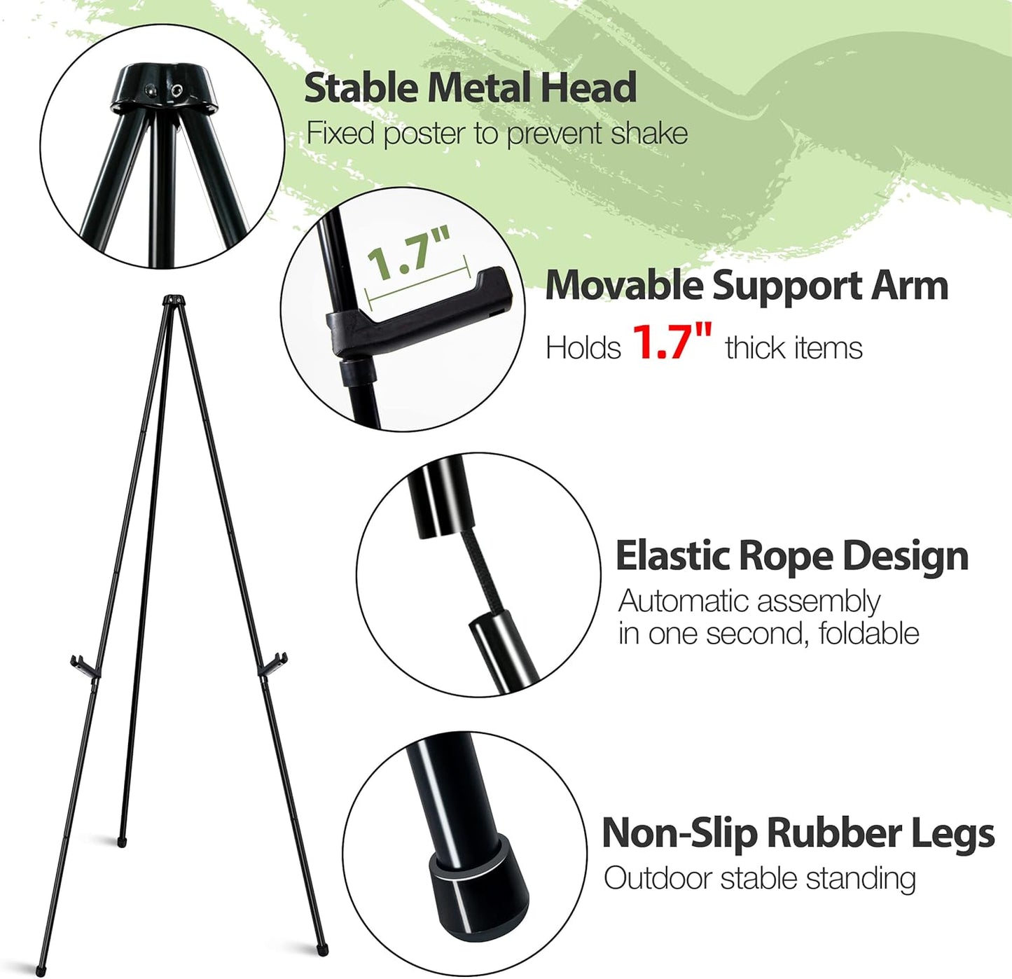 Regine Switzerland 63" Adjustable Metal Easel Stand - Perfect for Wedding Sign Display & Art