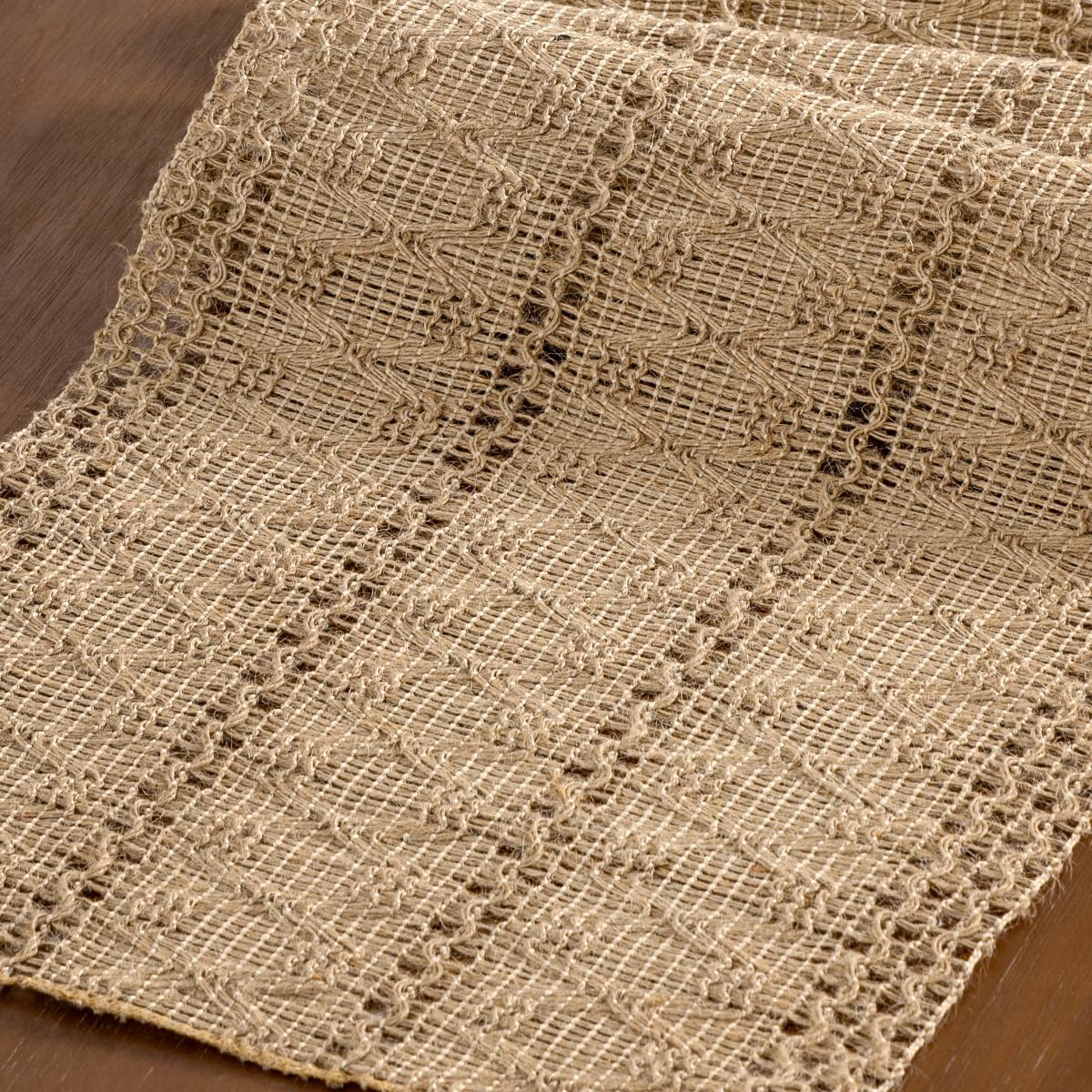 Santaben Burlap Brown Spring Boho Macrame Table Runner Rustic Farmhouse Woven Cotton Linen Burlap Table Runners for Dining & Bedroom Home Decor 11x58 Inches