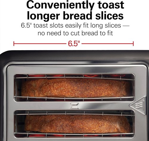 Hamilton Beach Gourmet 2-Slice Toaster - Extra Long & Wide Slots, 7 Browning Levels, Matte Black & Stainless Steel