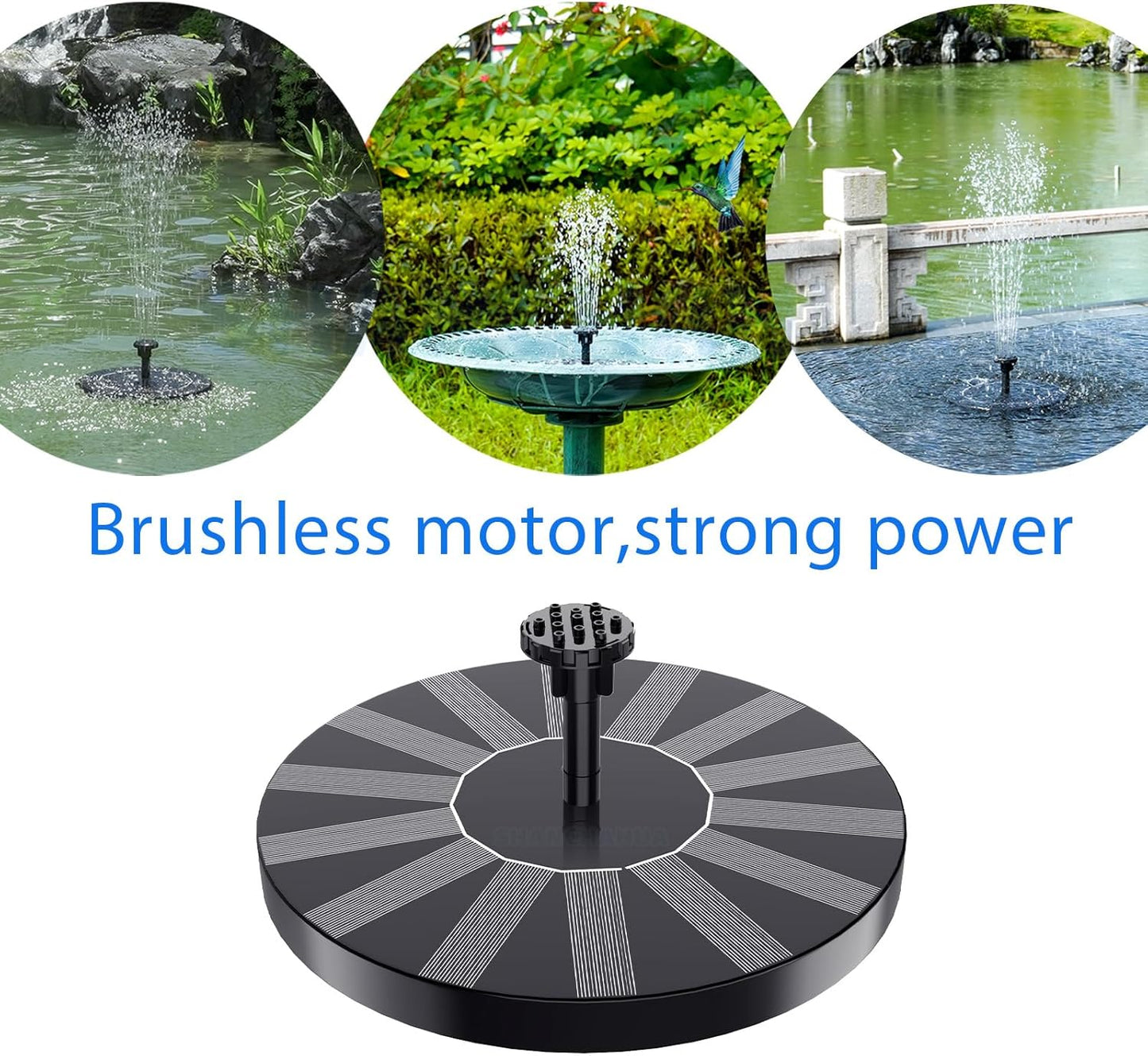 Skiennix Solar Fountain - 1.5W Floating Bird Bath Pump with 6 Nozzles | Ideal for Garden & Pond