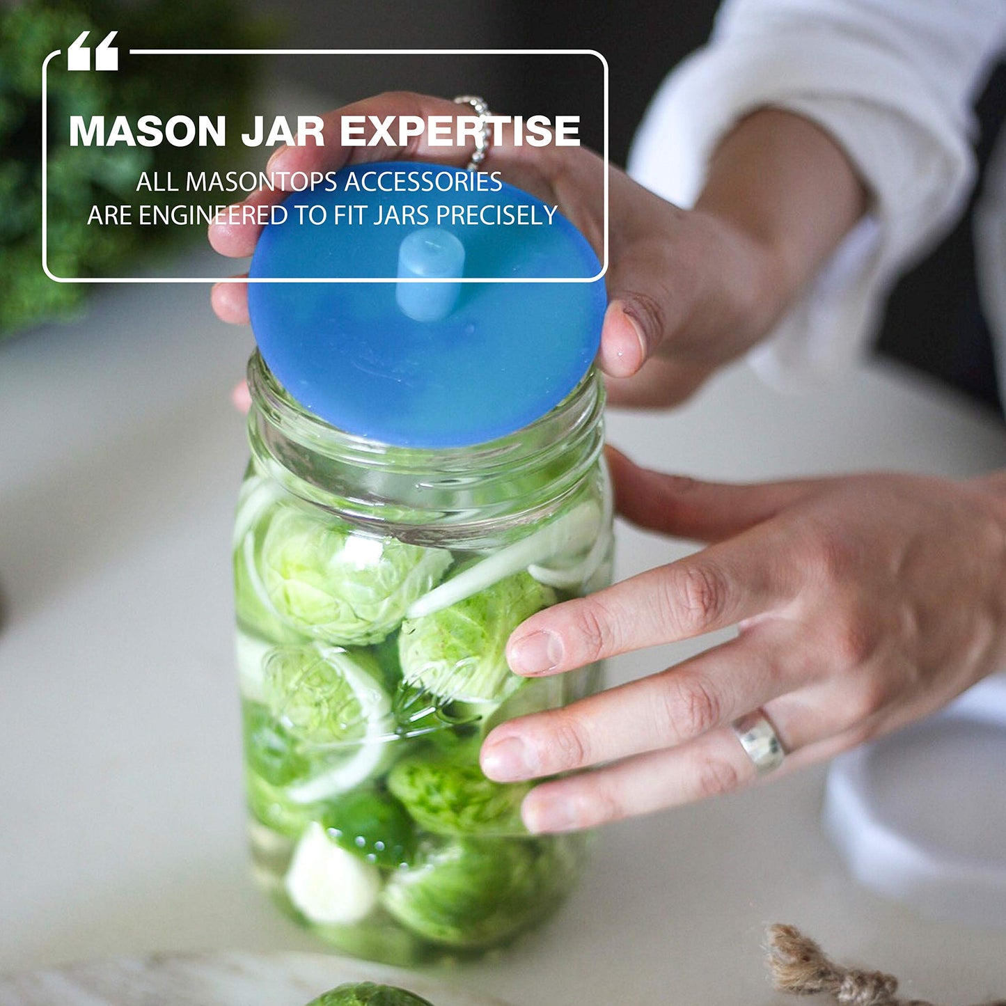 Masontops 8 PC Pickle Pebbles Glass Weight & Pickle Pipes Airlock Kits - Small Regular Mouth Lid For Pickling & Canning