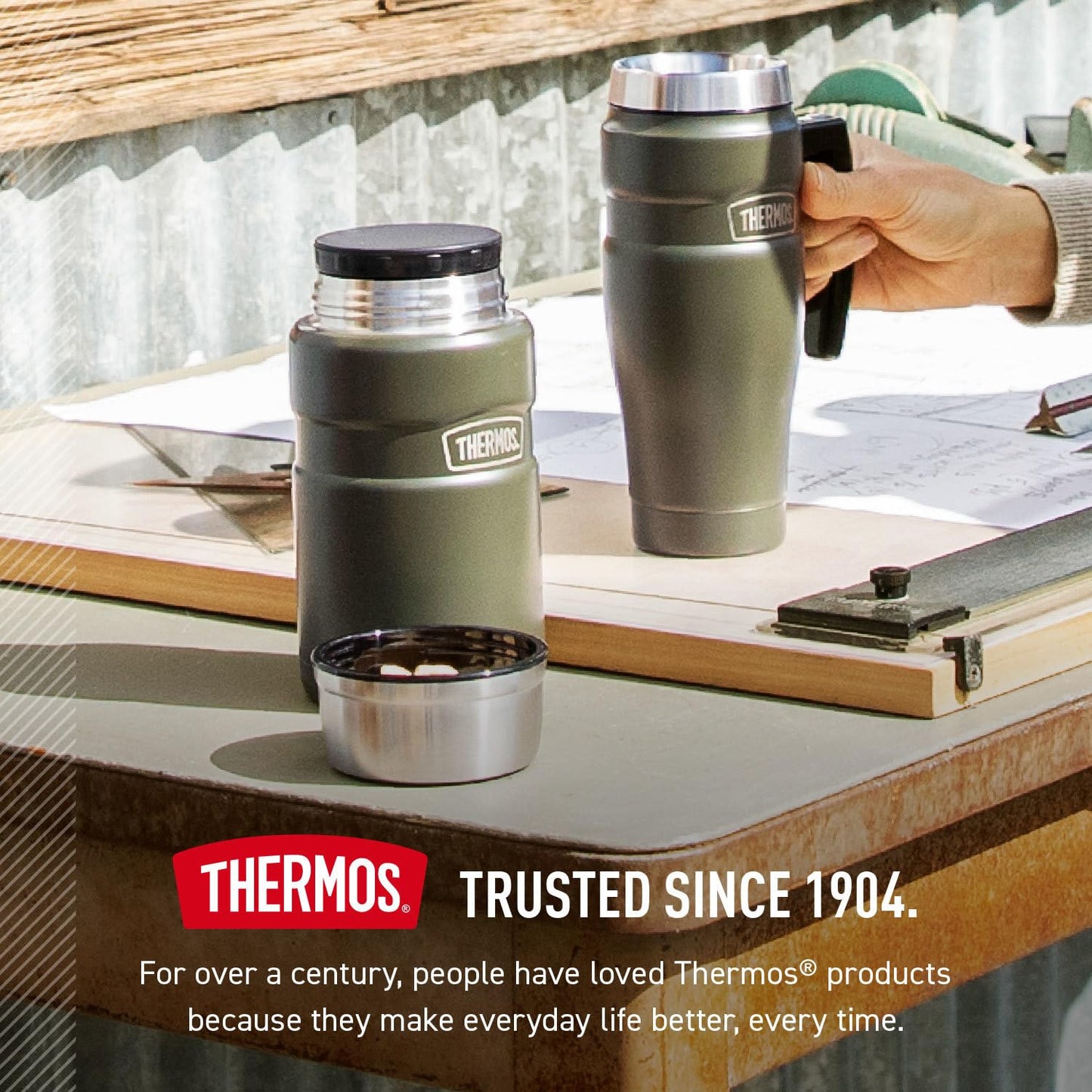 THERMOS Stainless King Vacuum-Insulated Food Jar, 24 Ounce, Matte Steel