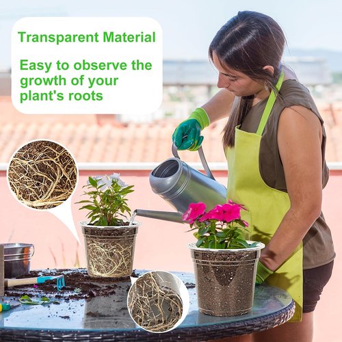 JNYONG Clear Nursery Pots - 60 Pack of 3.5 to 7 Inch Seed Starting Pots with Drainage Holes & Labels