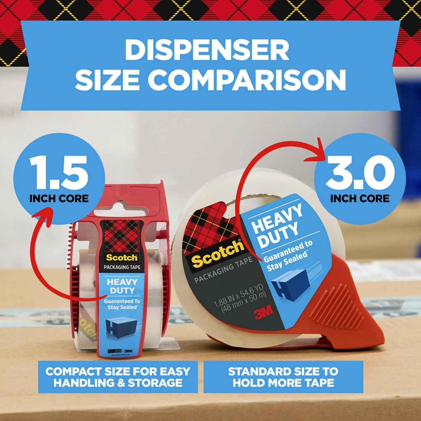Scotch Heavy Duty Packing Tape - Clear Shipping Tape with Dispenser | 1.88 in. x 27.7 yd.