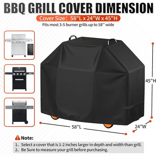 i COVER BBQ Grill Cover - 58 Inch Heavy-Duty Waterproof Protection for Weber, Char-Broil & Nexgrill