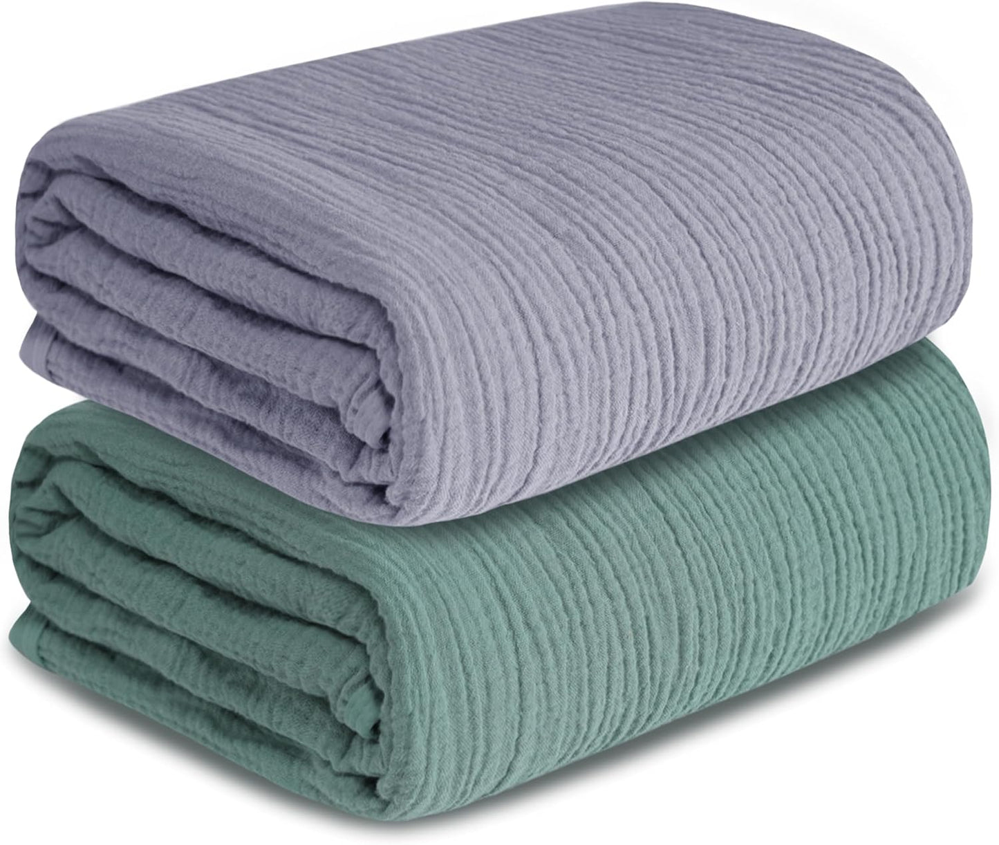 Skiennix Muslin Swaddle Blankets - Soft & Breathable 41 x 41 Inches | 2 Pack in Gray & Green