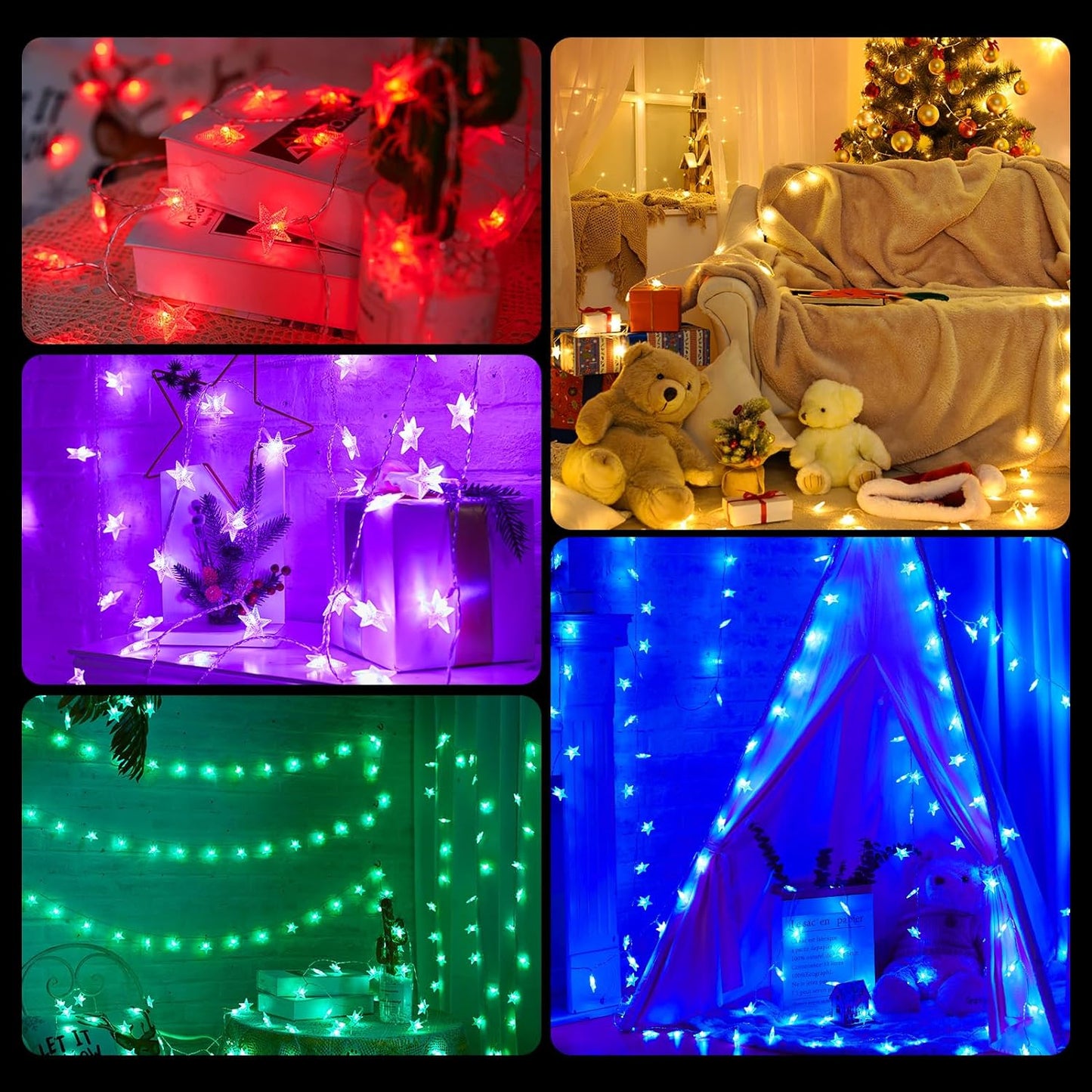 Minetom Color Changing Star String Lights - 50 LED Fairy Lights with Remote & Timer | 23 ft, 16 Colors, USB Powered